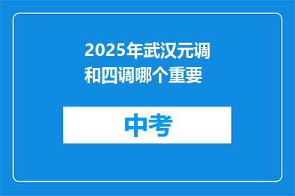 2025年武汉元调和四调哪个重要