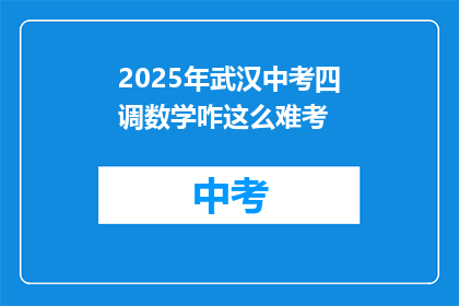 2025年武汉中考四调数学咋这么难考