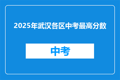 2025年武汉各区中考最高分数