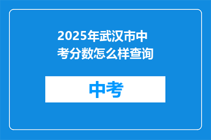 2025年武汉市中考分数怎么样查询