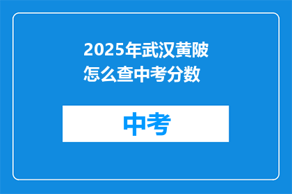 2025年武汉黄陂怎么查中考分数