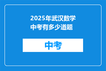 2025年武汉数学中考有多少道题
