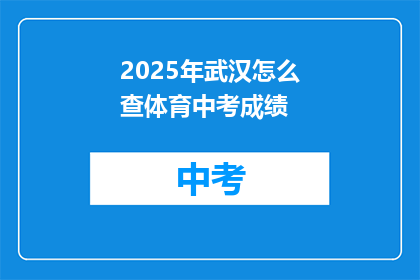 2025年武汉怎么查体育中考成绩