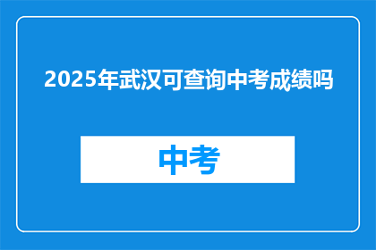 2025年武汉可查询中考成绩吗