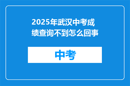 2025年武汉中考成绩查询不到怎么回事