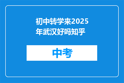 初中转学来2025年武汉好吗知乎