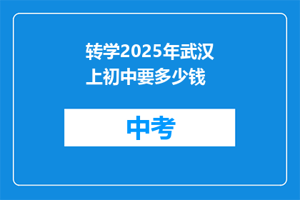 转学2025年武汉上初中要多少钱