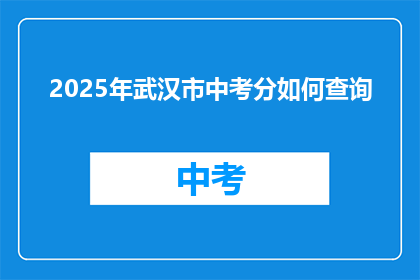 2025年武汉市中考分如何查询