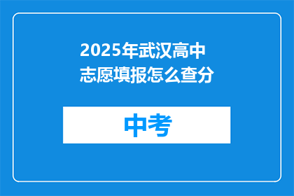 2025年武汉高中志愿填报怎么查分