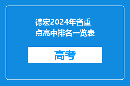 德宏2024年省重点高中排名一览表
