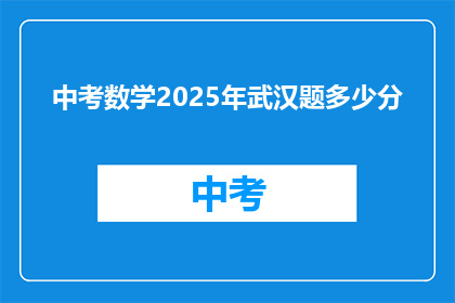 中考数学2025年武汉题多少分