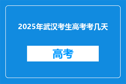 2025年武汉考生高考考几天