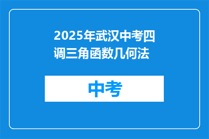 2025年武汉中考四调三角函数几何法
