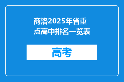 商洛2025年省重点高中排名一览表
