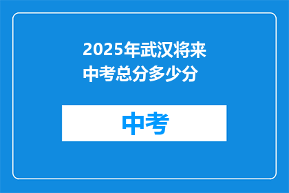 2025年武汉将来中考总分多少分