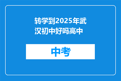 转学到2025年武汉初中好吗高中