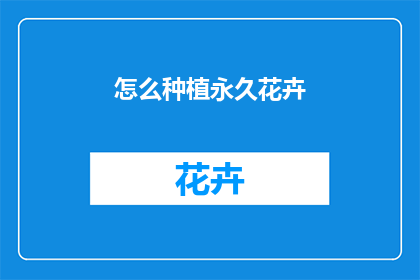 怎么种植永久花卉