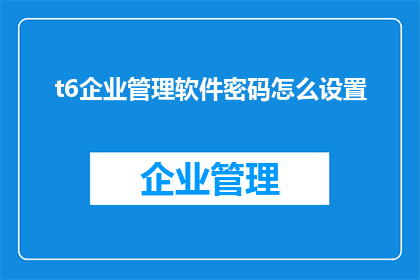 t6企业管理软件密码怎么设置