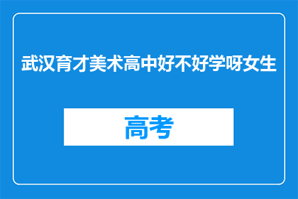 武汉育才美术高中好不好学呀女生