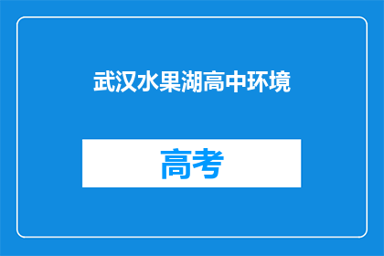 武汉水果湖高中环境