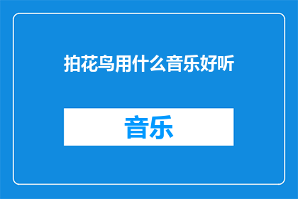 拍花鸟用什么音乐好听