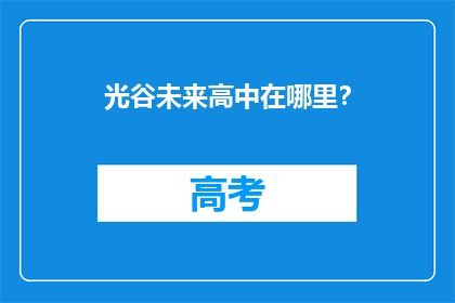 光谷未来高中在哪里？