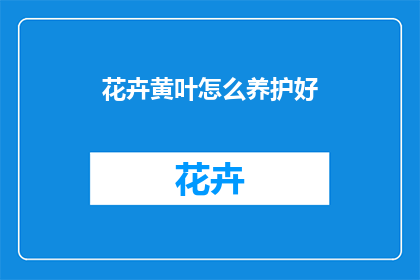 花卉黄叶怎么养护好