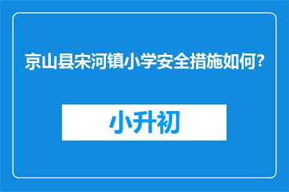 京山县宋河镇小学安全措施如何？