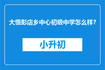 大悟彭店乡中心初级中学怎么样？