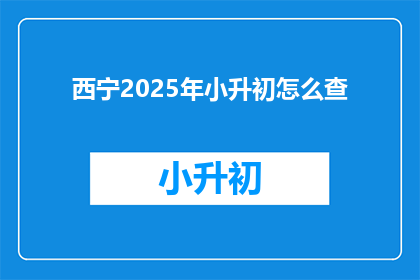西宁2025年小升初怎么查