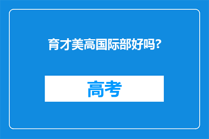 育才美高国际部好吗?