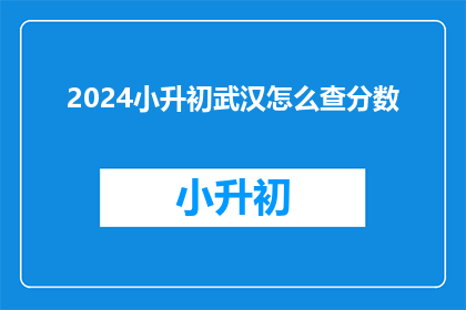 2024小升初武汉怎么查分数