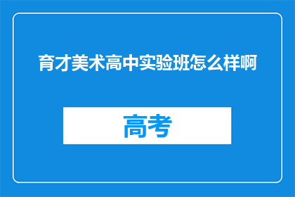 育才美术高中实验班怎么样啊