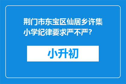 荆门市东宝区仙居乡许集小学纪律要求严不严？