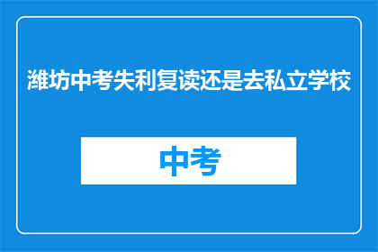 潍坊中考失利复读还是去私立学校
