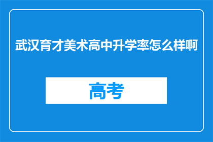武汉育才美术高中升学率怎么样啊