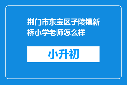 荆门市东宝区子陵镇新桥小学老师怎么样
