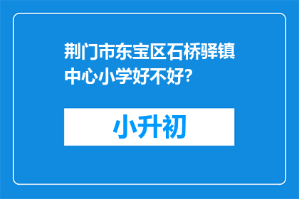 荆门市东宝区石桥驿镇中心小学好不好？