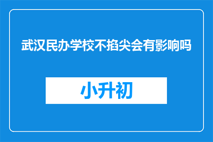 武汉民办学校不掐尖会有影响吗