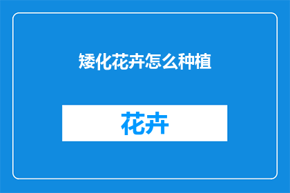 矮化花卉怎么种植