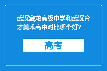 武汉藏龙高级中学和武汉育才美术高中对比哪个好？