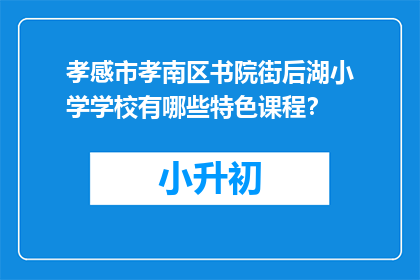 孝感市孝南区书院街后湖小学学校有哪些特色课程？