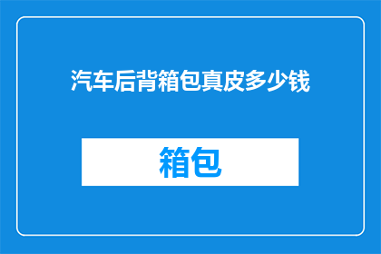 汽车后背箱包真皮多少钱