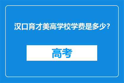 汉口育才美高学校学费是多少？