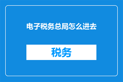 电子税务总局怎么进去