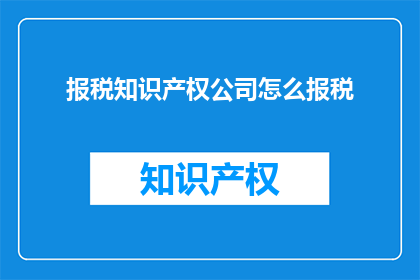 报税知识产权公司怎么报税