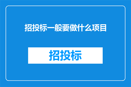 招投标一般要做什么项目