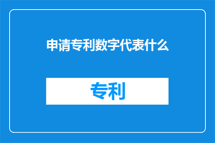 申请专利数字代表什么