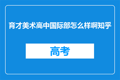 育才美术高中国际部怎么样啊知乎