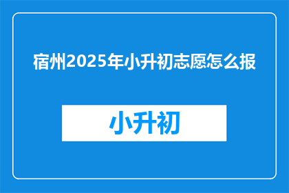 宿州2025年小升初志愿怎么报